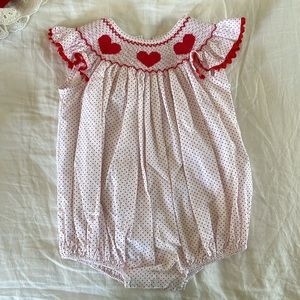 Smocked hearts bubble romper